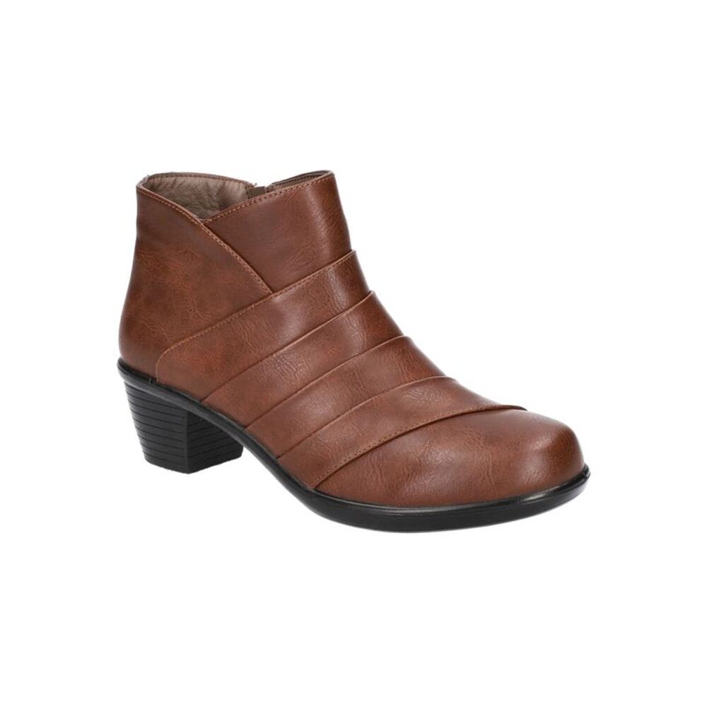 EASY STREET Womens Brown Lightweight Sonya Round Toe Block Heel Booties 11 M
